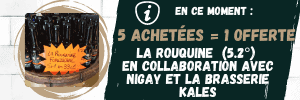 Offre pour la bière "La rouquine" (5.2°). 5 achetées = 1 offerte